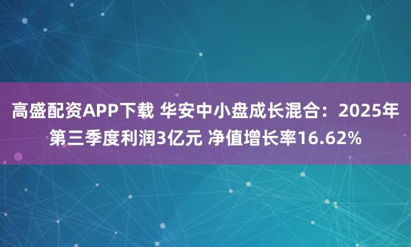 高盛配资APP下载 华安中小盘成长混合：2025年第三季度利润3亿元 净值增长率16.62%